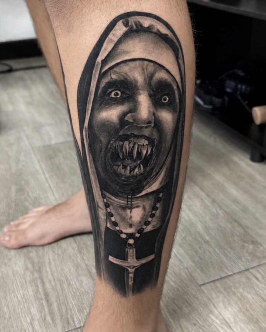 Horror portrait tattoo by Jake Bebout at Snafu Tattoo Studio in Wilmington NC